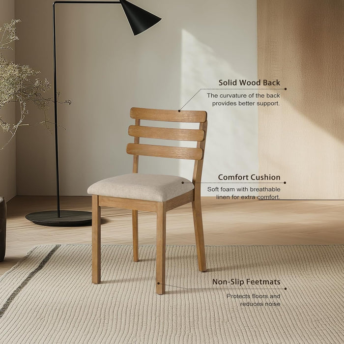 Farmhouse Dining Table Set for 4, Wooden Dining Roon Table and Solid Wood Chairs, 5-Piece Modern Dining Set Home, Kitchen, Dining Room, 4 Upholstered Chairs, Rubberwood Legs