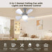 Ceiling Fans with Lights and Remote, Ceiling Fan Light 3000K-6000K 3 Colors Dimmable, Ceiling Fan, 1000 Lumens LED Ceiling Fans for Bedroom Garage Kitchen