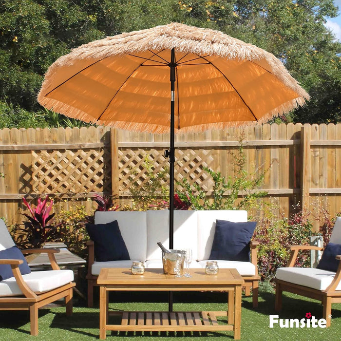 6/6.5/7.5/8Ft Tiki Umbrellas for Outside, UV Protect Thatch Umbrella with Tilt Design, Thatch Patio Umbrella for Outdoor Tiki Bar, Tropical Palapa Tiki Hut Hawaiian Hula Beach Umbrella