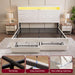 Queen Size Bed Frame with 2 Storage Drawers and Headboard Wooden Platform Bed Frame with LED Lights and Charging Station Easy Assembly/No Box Spring Needed/White