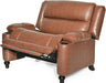 Carlo Oversized Manual Recliner Chair with Cup Holder, Faux Leather Recliner Sofa, Modern Reclining Accent Chair, Sturdy Wooden Frame, Brown