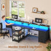 94.5" 2 Person Gaming Desk, Long Office Computer Desk with 8 Drawers & LED Light, Two Person Desk with Storage, Power Strip & Monitor Shelf for Home Office, Black