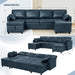 Blue Genuine Suede Leather 110Inch Sectional Sleeper