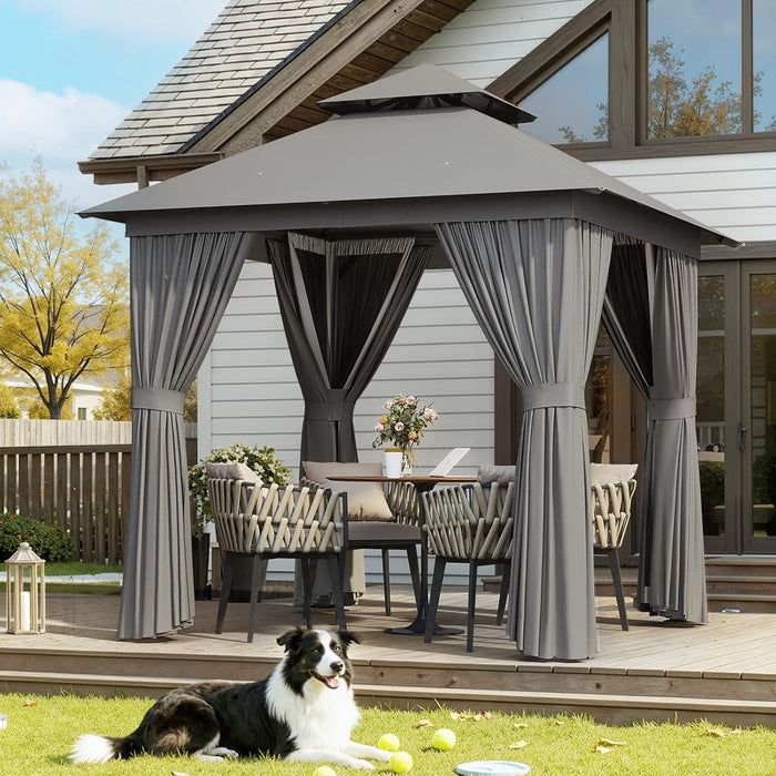 8x8Ft Durable Outdoor Gazebo With Mosquito Netting