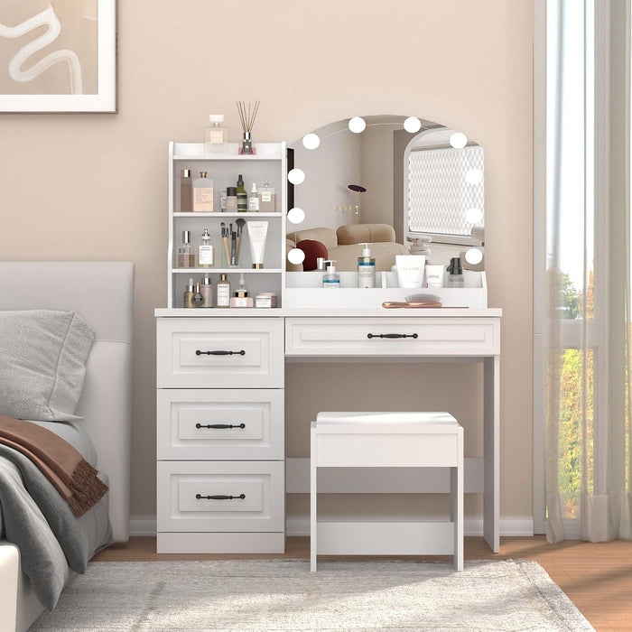 White Makeup Vanity Desk With Premium Illumination