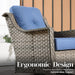 Patio Furniture,All Weather Wicker 5 PCS Outdoor Sofa with High Back Swivel Rocker Chairs,Conversation Set with Solar Powered Coffee Table,Grey Rattan Light Blue Cushion