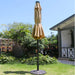 9' Solar LED Lighted Patio Umbrella with 8 Ribs/Tilt Adjustment and Crank Lift System (Light Tan)