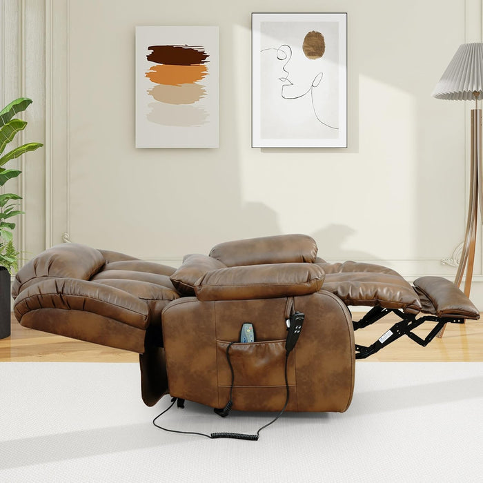 Large Genuine Leather Power Lift Recliner Chairs for Elderly