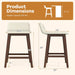 24" Bar Stools Set of 2, Upholstered Counter Height Barstools with Low Back, Footrest, Armless Wood Bar Chairs for Kitchen Island, Dining Room, Brown & Beige