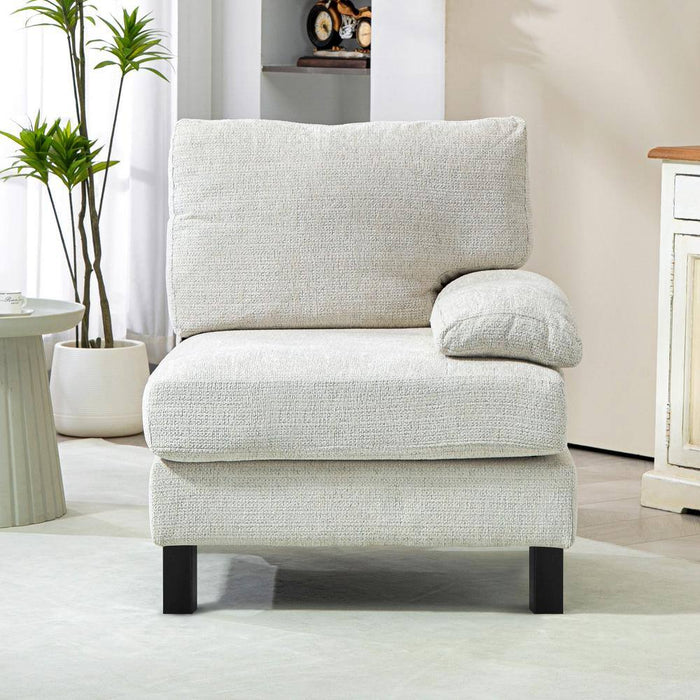 31.5 In. Polyester Right Facing Module Sectional Sofa In. Cream White