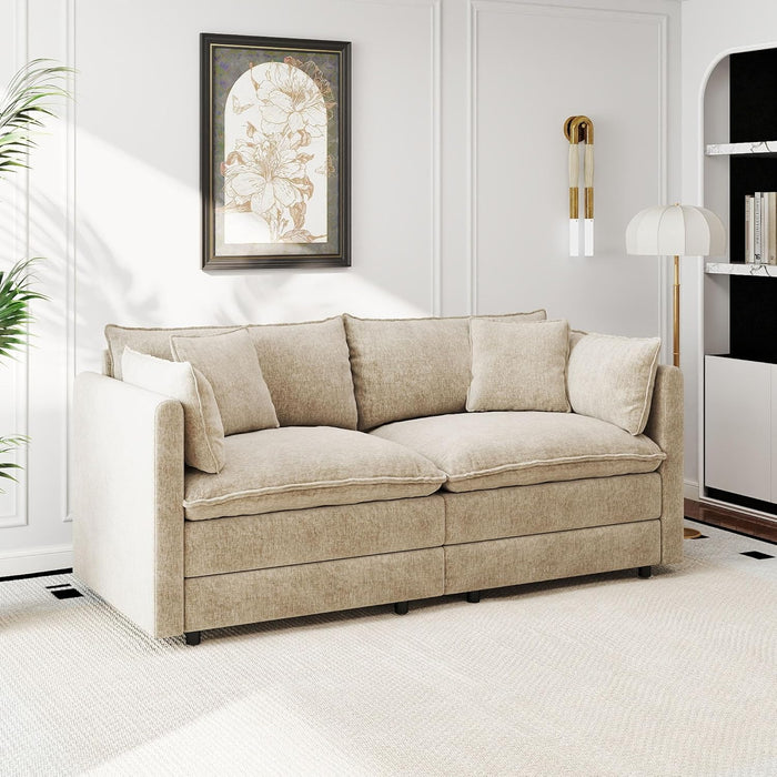 Convertible Modular Sectional Sofa 77Inch Camel Deep