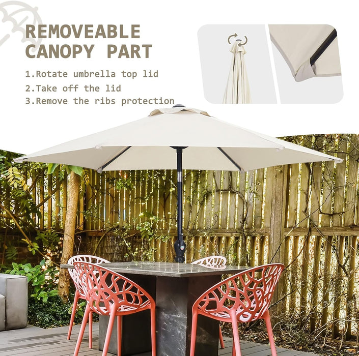 7.5Ft Patio Umbrella, Outdoor Umbrella Aluminum Market Table Umbrellas with Tilt, Crank and Sturdy Ribs for Lawn, Garden, Backyard and Pool