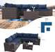 6PCS Outdoor Patio Furniture Set PE Wicker Rattan Sectional Sofa Patio Conversation Sets,Navy Blue