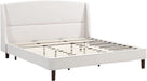 Cordo 44.50" H King Size Bed Set, Upholstered Platform Bed with Wingback Headboard, Solid Wooden Slats Panel Support, No Box Spring Needed, Easy Assembly, Beige