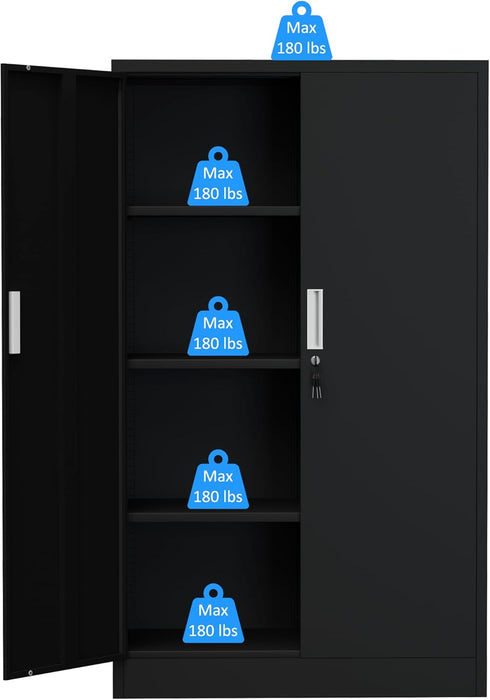 Locking Black 53Inch Industrial Metal Storage Cabinet