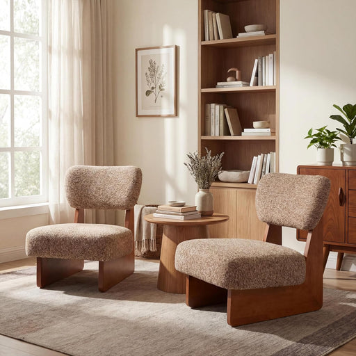 Low Profile Walnut Fabric Accent Chairs Collection