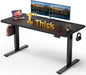 Electric Standing Desk Adjustable - 60X28 Inch Sit Stand Desk with 1 Inch Thick Tabletop, Double Beam Frame, 3 Memory Height Adjustment, Cable Management for Home Office