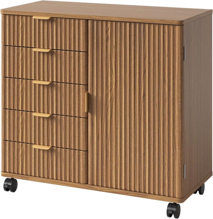 Five Drawer Wooden File Cabinet With AdjustableShelf