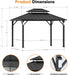 Modern Shade the Horizon Hardtop Gazebo 10' X 12' with 4 LED Lights, Permanent Outdoor Gazebo with Galvanized Steel Double Roof, Grill Pavilion with Decor Hooks, Mosquito Nettings, Black