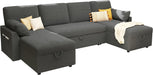 Oversized L-Shaped Sleeper Sectional Sofa with Storage