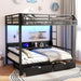 Queen Over Queen Metal Bunk Bed USBChargingPortsAndLED