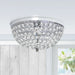 Elipse Crystal 2 Pack 13" Modern Metal 2 Light Bowl Shaped Ceiling Flush Mount Fixture Set, Chrome