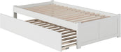Concord Twin Size Platform Bed with Footboard & Twin Trundle in White