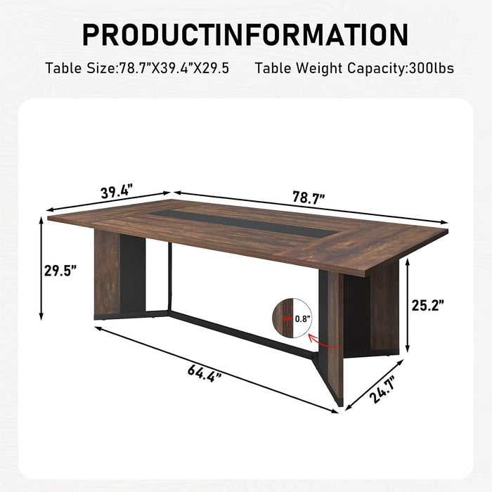 78Inch Large Dining Table for 6 8 People,Wooden Rectangular Kitchen Table W/Waterproof Tabletop,Large Rectangle Furniture W/Adjustable Legs,Brown Dinner Table for Kitchen Dining Room(78In)