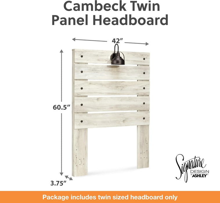 Cambeck Farmhouse Panel Headboard ONLY with USB Charging Stations, Twin, Whitewash