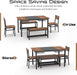 Rustic Brown Industrial Dining Table Set StorageDrawers