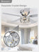 52 Inch Flush Mount Ceiling Fans with Lights Remote Control, 5 Reversible Blades Indoor Low Profile Crystal Lighting Chandelier Ceiling Fans for Bedroom Living Room (Chrome)