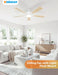 52 Inch Ceiling Fan with Lights Flush Mount, Low Profile Ceiling Fans with Lights, Remote&App Control,Dimmable 22W LED Light,Queit&Reversible Fan, White Ceilings Fans for Bedroom, Living Room