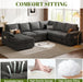 108 Inch Modular Sectional Sleeper Sofa CharcoalGrey