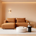 Soft Corduroy Sectional Modular Sofa Set, Modern L-Shaped Chaise Couch for Living Room, Apartment, Office, Small Spaces, Orange Brown