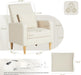 Beige Upholstered Accent Chair Featuring Lumbar Pillow