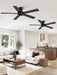 Black 48 Inch Modern Flush Ceiling Fan