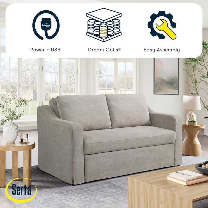 Full Size Slipcovered Convertible Sleeper Sofa Comfortably