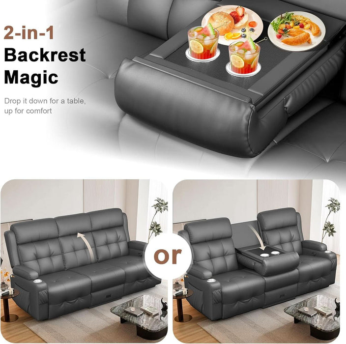 Recliner Sofa, Massage Flip-Back Reclining Sofa 3 Seater Sets Heavy Weight Capacity, RV Loveseat Clearance, Recliner Couch with Storage, Cup Holders, Wall Hugger Couches for Living Room