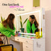 Cleo Vanity Desk with LED Lighted Mirror – 7 Drawer Makeup Station with Integrated Power