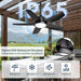 42 Inch Outdoor Ceiling Fan with Lights, IP65 Waterproof, APP & Remote Control, Dimmable 3CCT LED, 6-Speed Quiet DC Motor, Hanging Gazebo Fan Black Plug in Ceiling Fan with Cord for Patios Porch