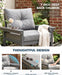 HDPE Outdoor Patio Furniture Set, Grey Frame & Grey Cushions