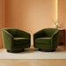 Swivel Accent Chair, FSC Certified Upholstered Velvet Barrel Chair for Living Room Set of 2, Fully Assembled, Forest Green