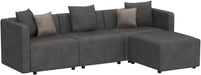 Luxury L-Shaped Upholstery Convertible Modular Sectional Sofa, Contemporary Reversible Couch with Chaise Lounge for Living Room, Apartment, 4 Piece Set, Grey