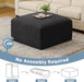 40" Square Stuffed Ottoman Pouf for Sofa Couch, Corduroy Poufs with Foam Chunk Filling, Furry & Fluffy Pouf Footstool Movable Ottoman. 40*31 Floor Poufs Foot Rest for Living Room, Black(2 Piece Set)