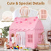 Large Kids Tent Playhouse,Kids Play Tent 2 in 1 with Padded Mat,Flags and Lights,Large Baby Playhouse with 1 Doors & 4 Windows,Portable Princess Tent for Children Indoor and Outdoor Games,Gift