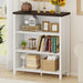 Three Tier TwoTone SolidWood Bookshelf WhiteOak Storage
