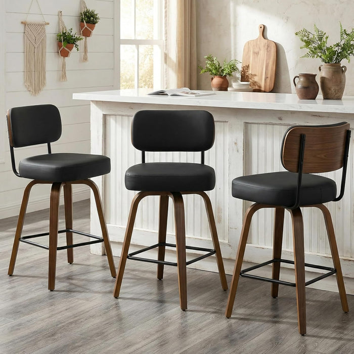 Swivel Bar Stools Set of 2, 26" Counter Height, Black