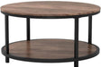 round Coffee Table,36" Coffee Table for Living Room,2-Tier Rustic Wood Desktop with Storage Shelf Modern Design Home Furniture(Light Walnut)