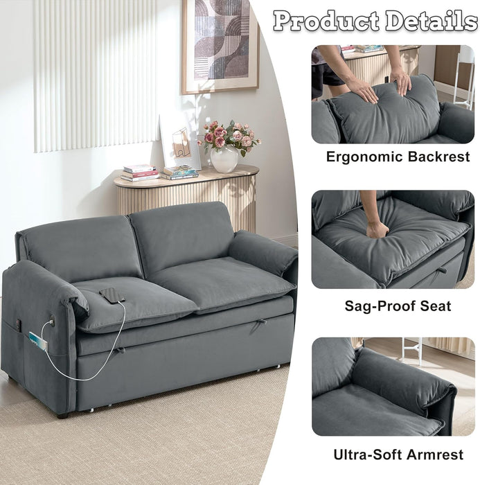 SixtyThreeInch Pullout Velvet SofaBed PremiumEdition