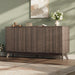 59'' Sideboard Buffet Storage Cabinet with Metal Handle, Fluted Cabinet with Rounded Corners, Modern Buffet Table Accent with 4 Doors for Coffee Bar, Console Table,Walnut
